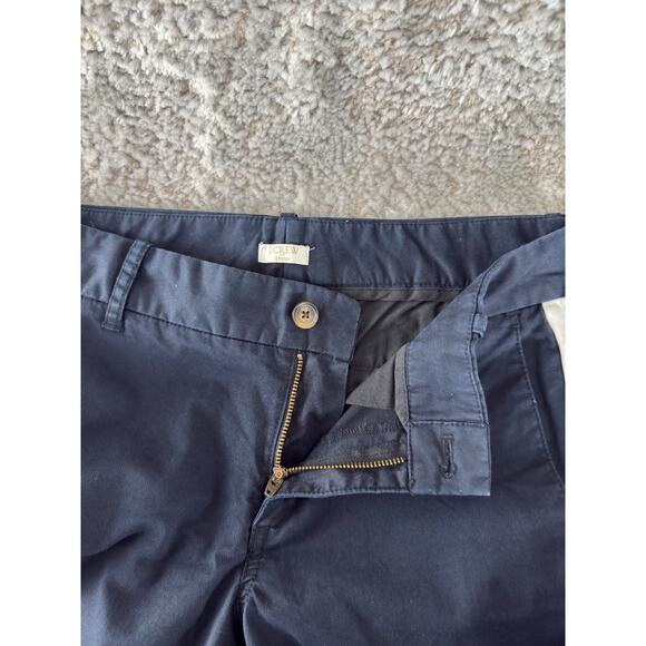 J Crew Sz 6 Stretch Casual Flat Front Stripe Chino Pants Navy Button Zip Pocket - Picture 8 of 11